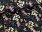 Preview: Baumwolljersey Elegante Frau mit Blumenschmuck Schwarz